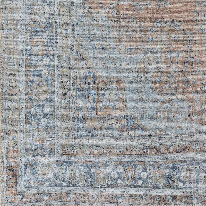 Juniuss Faded Medallion Machine Washable Area Rug