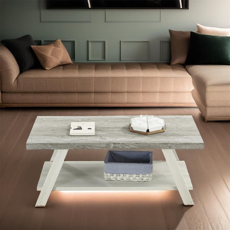 Athens Contemporary Replicated Wood Shelf Coffee Table