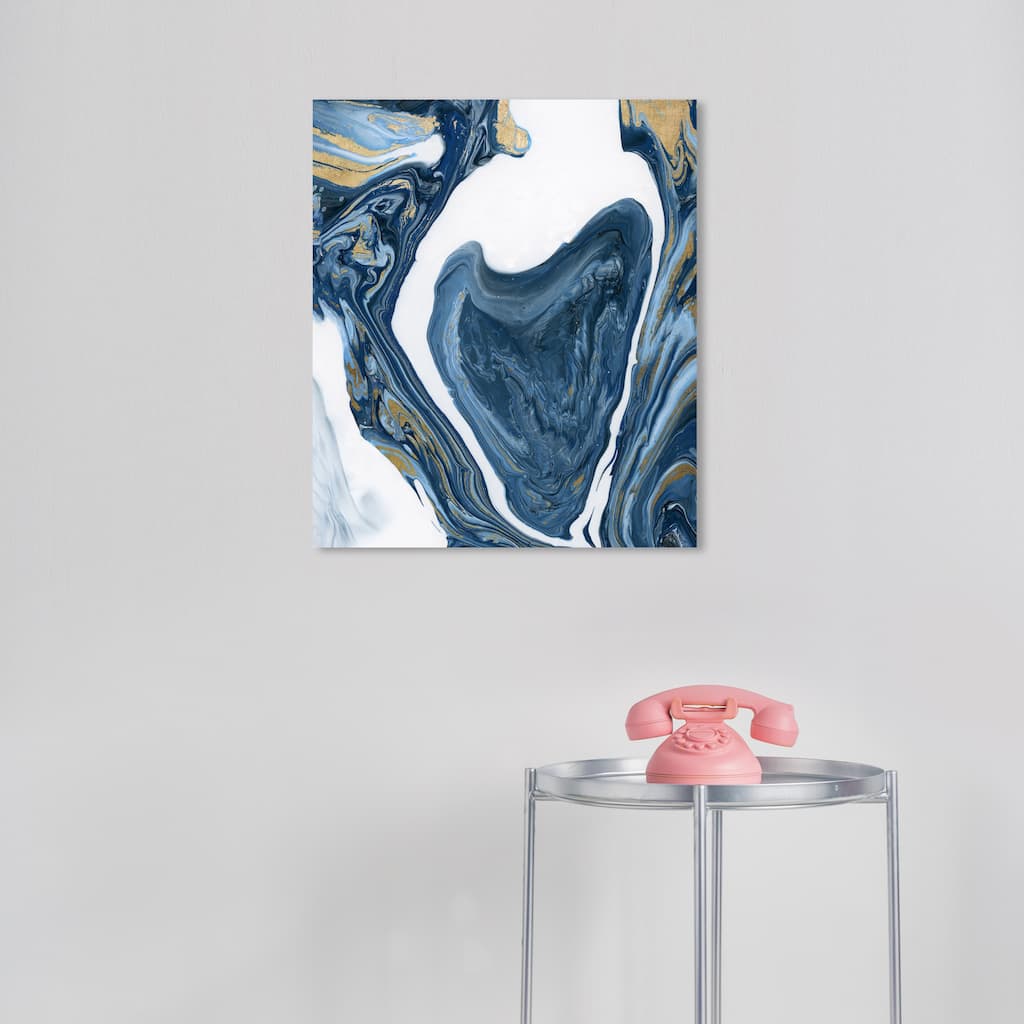 Wynwood Studio Canvas Abstract Agate Dip Blue and Modern & Contemporary Wall Art Canvas Print