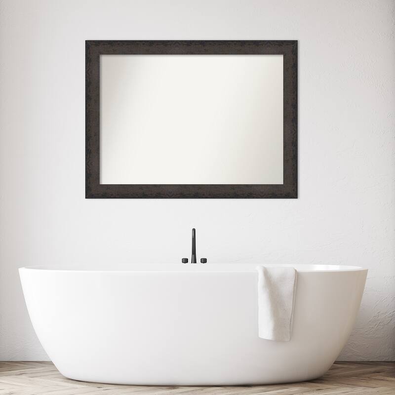 Dappled Non-Beveled Wood Framed Bathroom Vanity Wall Mirror