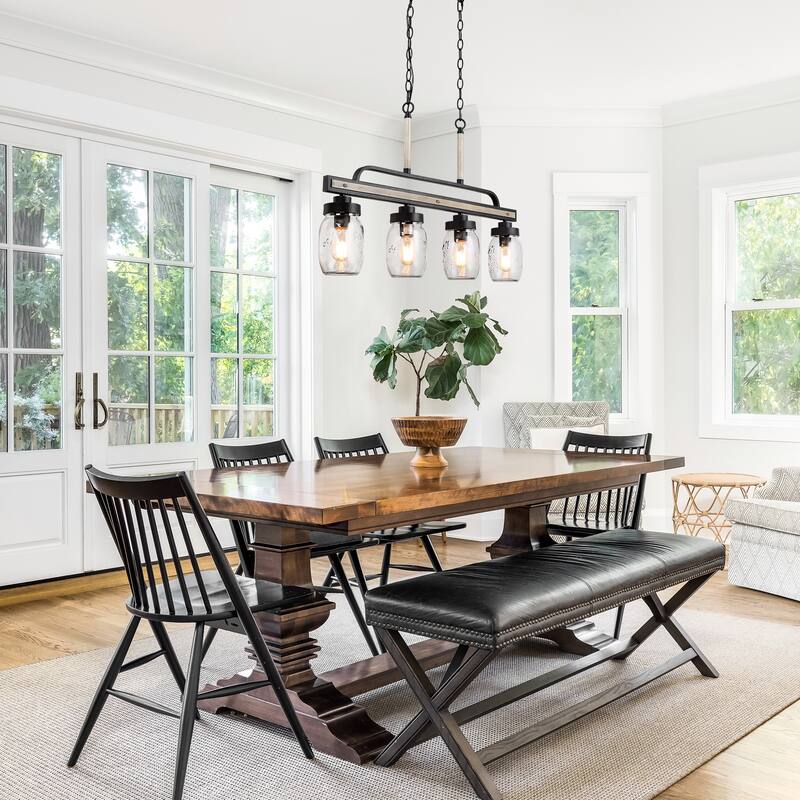 Modern Farmhouse 3/4-Light Mason Jar Glass Chandelier for Kitchen Island