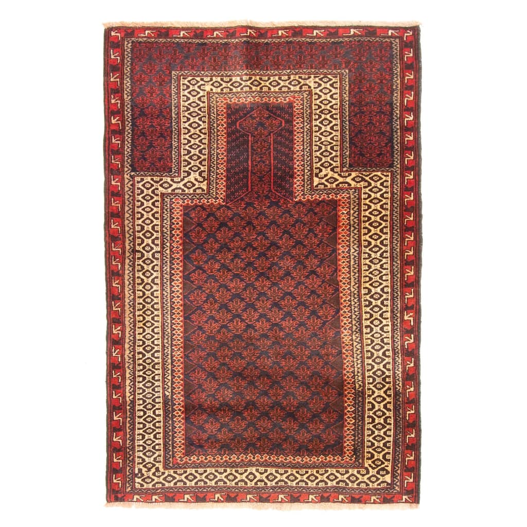 ECARPETGALLERY Hand-knotted Teimani Dark Navy Wool Rug - 2'10 x 4'4