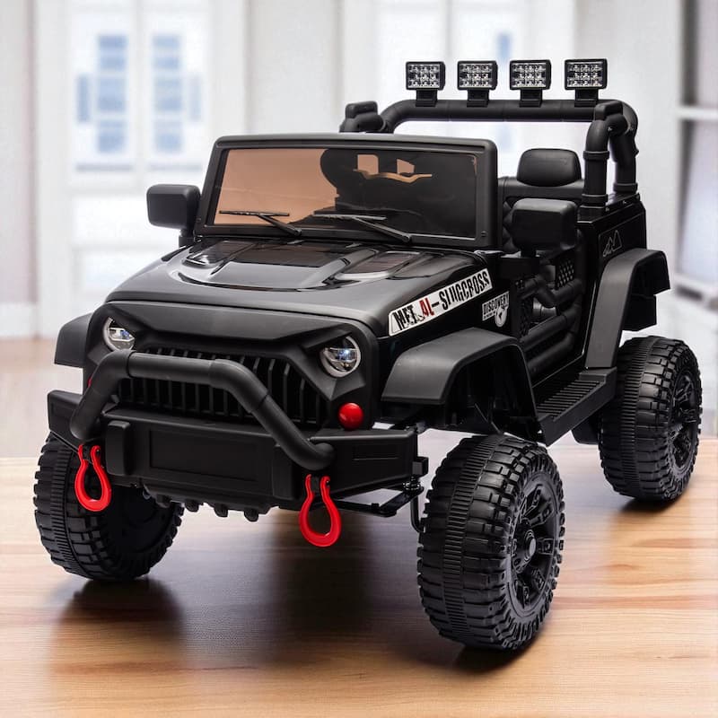 24V Kids Ride-On Car with Remote Control, 400W Motor, Four-Wheel Suspension, Bluetooth, USB, MP3, Music for Kids 3+ - Black