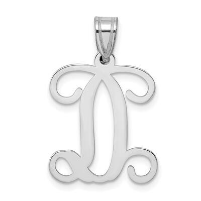 14K White Gold Laser-Cut High Polished Letter D Initial Pendant