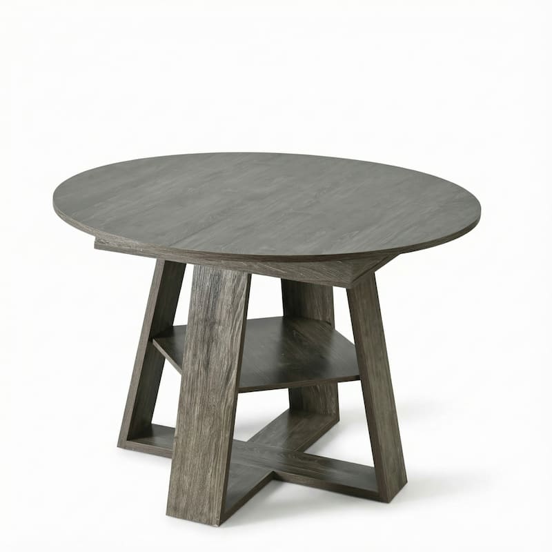 43.3"-59" Extendable Round Dining Table with Storage Shelf