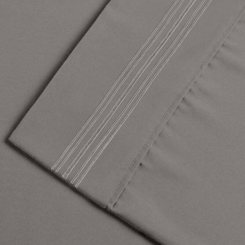 Superior Embroidered Microfiber Deep Pocket Bed Sheet Set