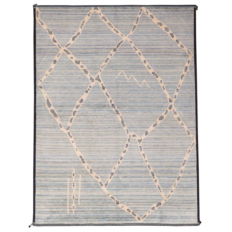 ECARPETGALLERY Hand-knotted Pak Finest Marrakesh Light Blue Wool Rug - 9'4 x 12'1