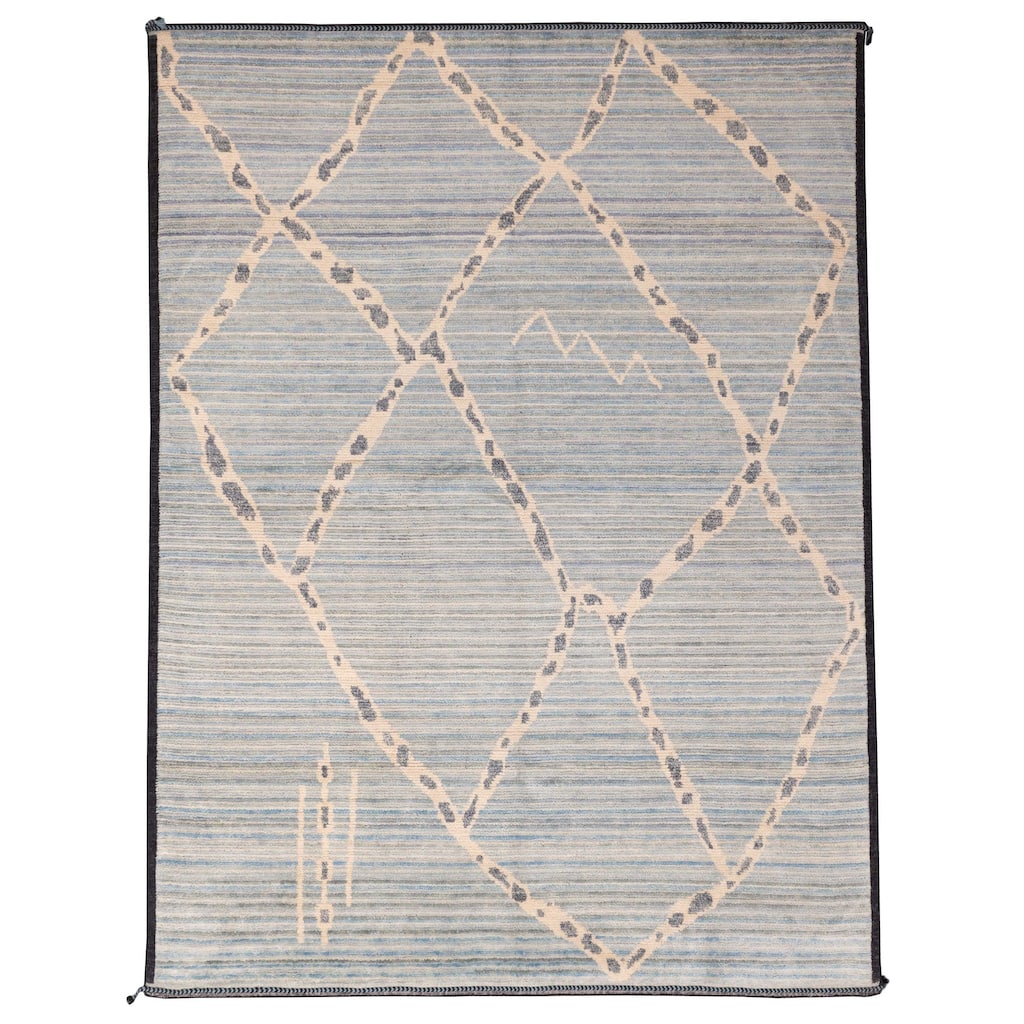 ECARPETGALLERY Hand-knotted Pak Finest Marrakesh Light Blue Wool Rug - 9'4 x 12'1