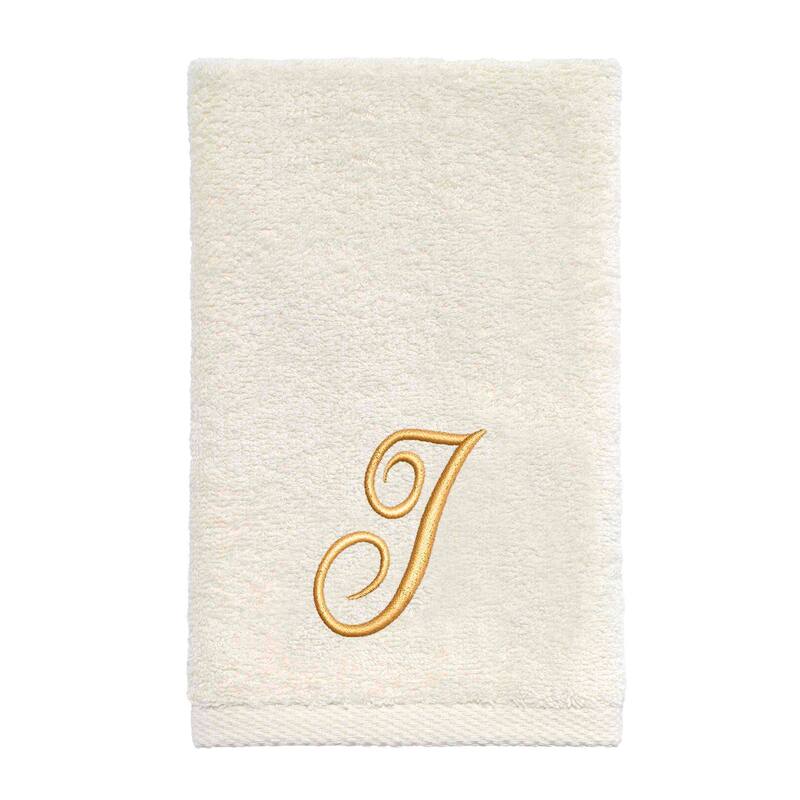 Avanti Linens Ivory/Gold Script Monogram Fingertip Towel Letter I - Fingertip Towel