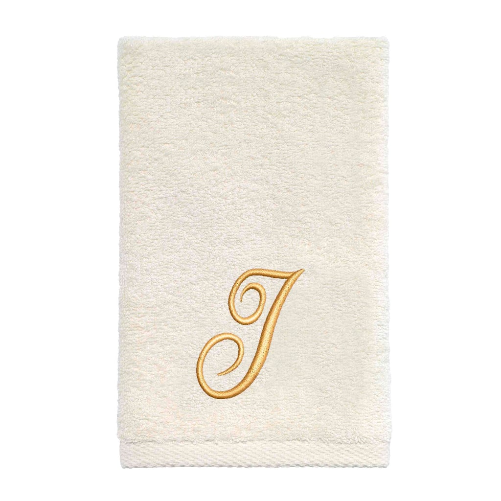 Avanti Linens Ivory/Gold Script Monogram Fingertip Towel Letter I - Fingertip Towel
