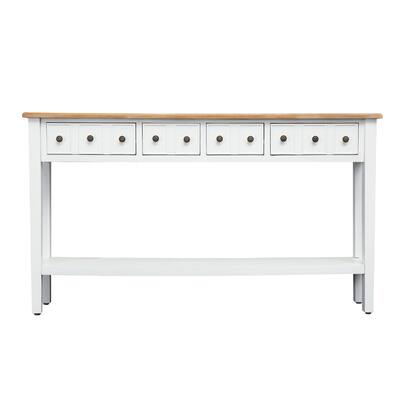 60" Long Console Sofa Table with 4-Drawers and bottom Shelf Narrow Entrance Table Behind Couch/Sofa, White - 60" Long - 60" Long
