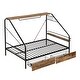 preview thumbnail 4 of 20, Twin/Full Size Metal House Bed with 2 Storage Drawers, Clothes Rack and Metal Grid, Platform Bed with Top Shelf and Side Shelf