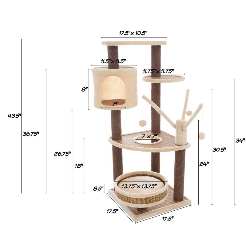 Petmaker Beige 6-Tier Carpeted Cat & Kitten Tower