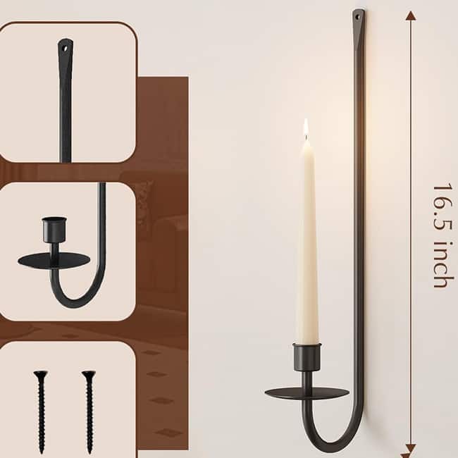 Set of 2 wall mount light black candle light iron hanging light