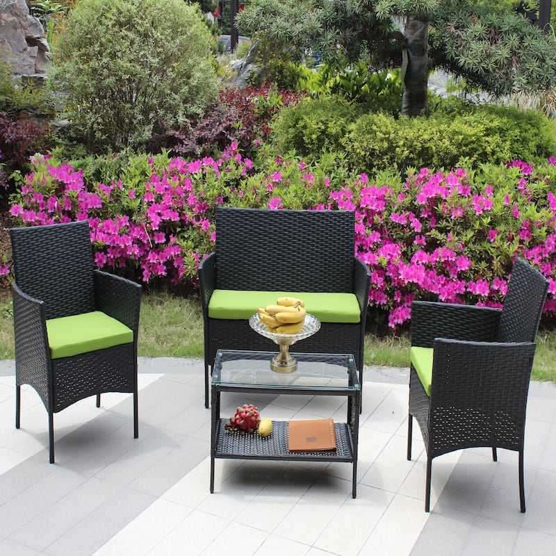 4 PC Rattan Patio Furniture Set