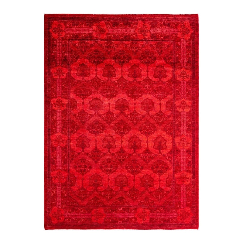 Overdyed, One-of-a-Kind Hand-Knotted Area Rug - Red - 6' 2" x 8' 6"