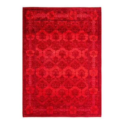 Overdyed, One-of-a-Kind Hand-Knotted Area Rug - Red - 6' 2" x 8' 6"