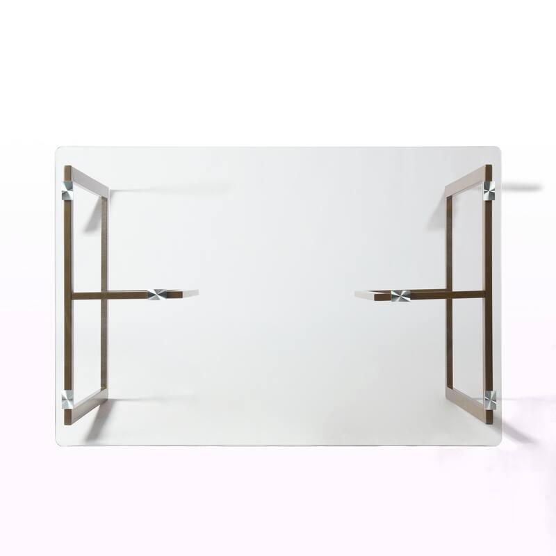 47 in.Tempered Glass Top Gold Base Elegant Dining Table