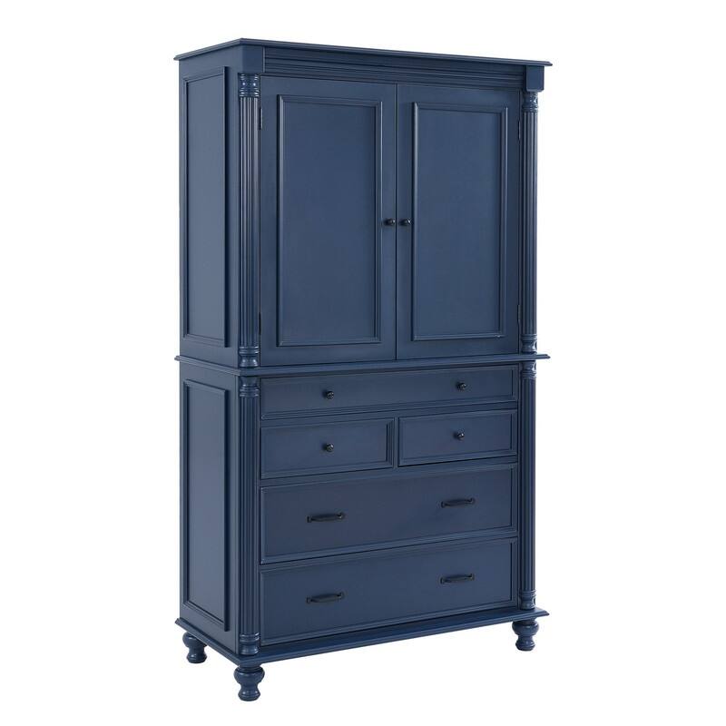 Farmhouse 77.3" Tall Kitchen Pantry Cabinet with 5 Drawers, 6 Door Shelves, 2 Adjustable Shelves