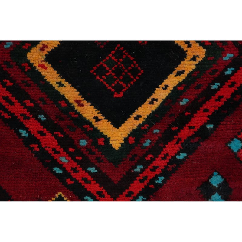 Hand Knotted Oriental 100% Wool Carpet Traditional Tribal Red Shiraz Area Rug - 9' 5'' X 4' 11''