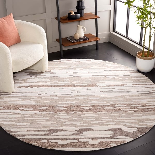 slide 2 of 13, SAFAVIEH Handmade Fifth Avenue Phyllida Modern Abstract Wool Rug 7' Round - Natural/Brown - Round