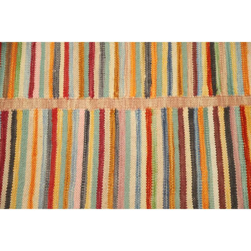 Hand Woven Oriental 100% Wool Carpet Southwestern Modern Multi-Colored Kilim Area Rug - 4' 10'' X 3' 3''