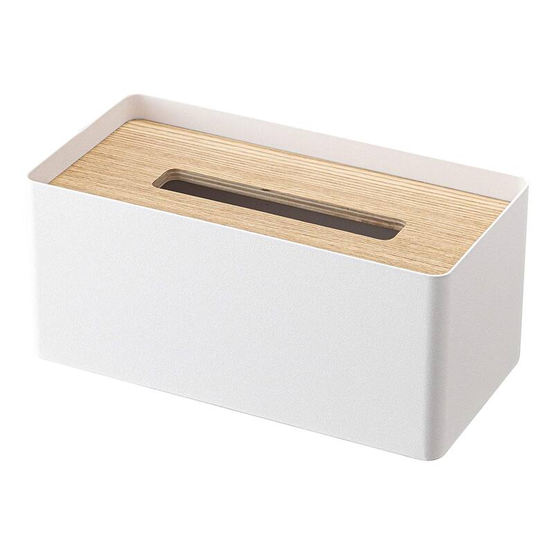 Yamazaki Home Tissue Box Cover - Rectangle, Steel, Lid - L 5.12 x W 10.24 x H 4.53 inches