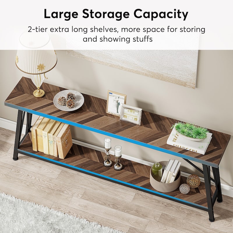 70.9 Inch Extra Long Sofa Table, Industrial Entry Console Table