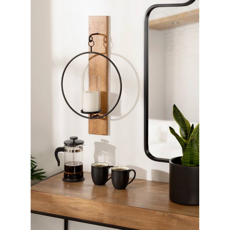 Kate and Laurel Maxfield Wood and Metal Wall Sconce - 13x24