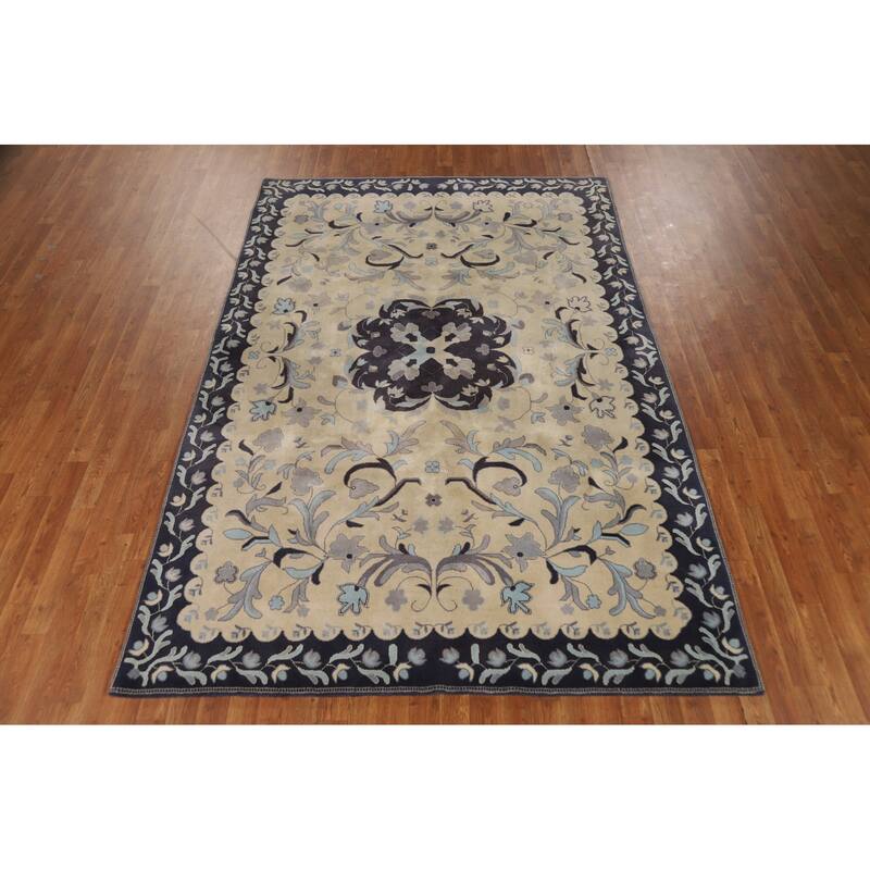 Floral Medallion Art Deco Chinese Area Rug Handmade Wool Carpet - 6'0"x 8'10"