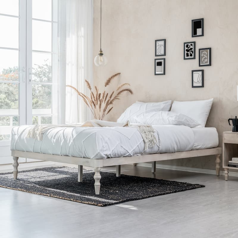 MH London Rhonda Solid Mango Wood Platform Bed