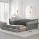 preview thumbnail 2 of 22, Wood Daybed Frame Full Size Sofa Bed with Pull-out Trundle Bed, Wood Slat Support & 3 Storage Drawers, for Livingroom Guest Room
