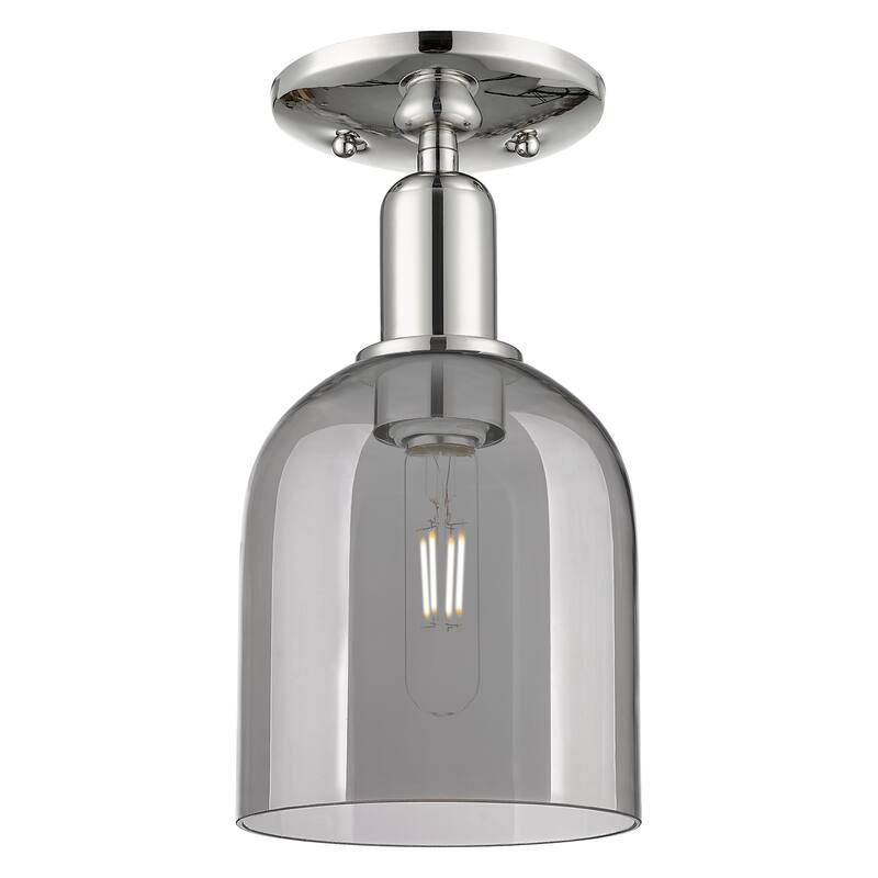 Innovations Lighting Endless Possibilities Arcadia - Bella - 1 Light 6" Semi-Flush Mount - Polished Nickel/Light Smoke