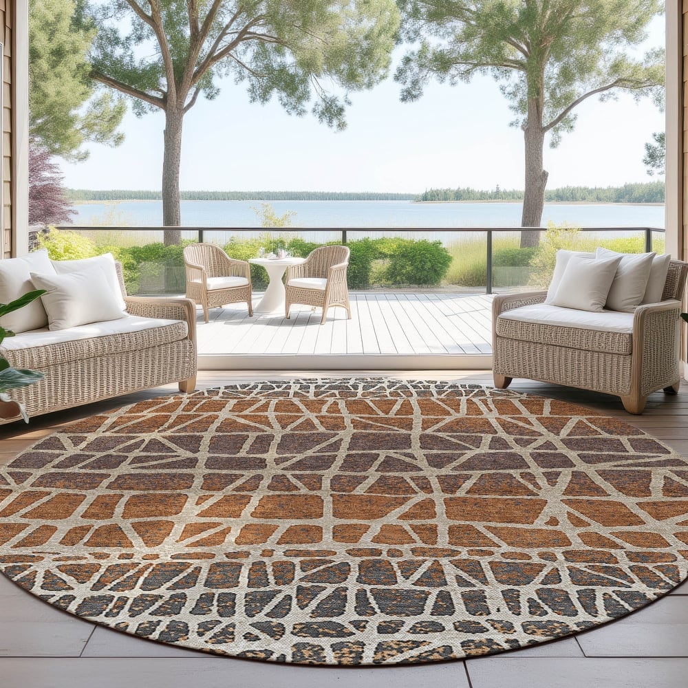 Machine Washable Indoor/ Outdoor Boho Global Chantille Rug