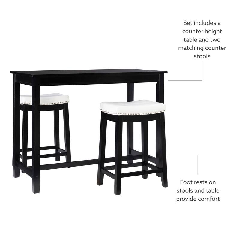 3-Piece Counter Table and Stools - 47.25" - Black and White