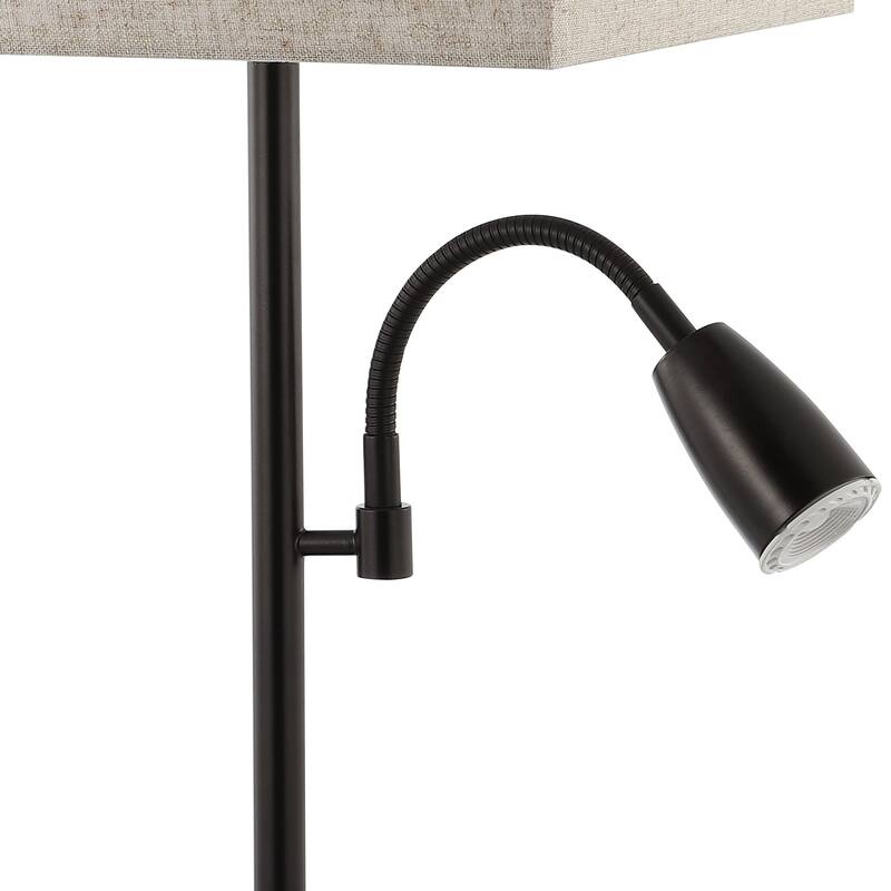 Sabrina 25.5" 2-Light Farmhouse Industrial Iron LED Table Lamp with USB Charging Port and Adjustable Light, by JONATHAN Y