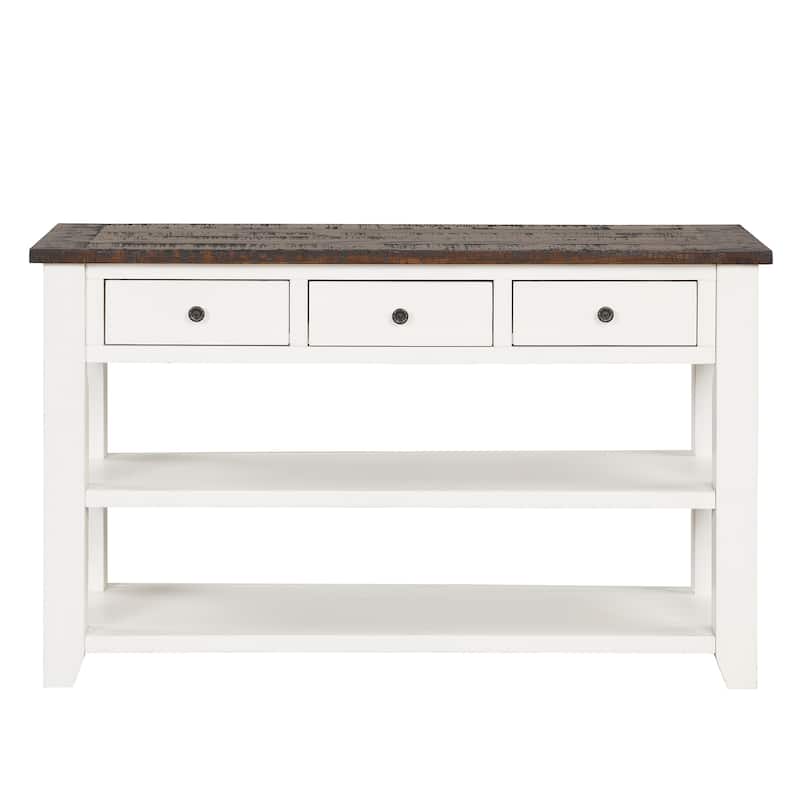 Rossetta Classic Vintage Design Console Table with Storage Drawers and Shelves