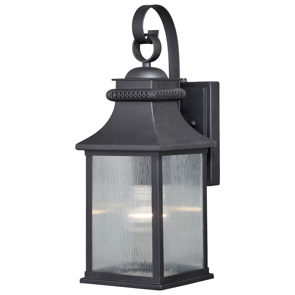 VAXCEL Cambridge 1-Light Oil Rubbed Bronze Dusk to Dawn Sensor Traditional Outdoor Wall Sconce, Steel, Clear Wrinkle Glass Shade
