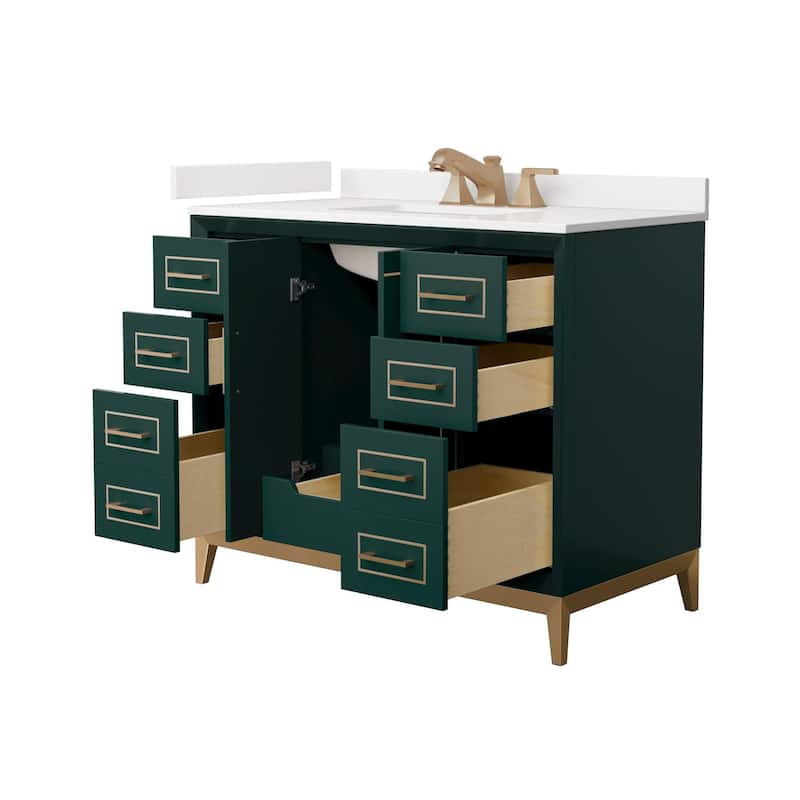 Wyndham Collection WCH515142S-QTZ-US3MXX Marlena 42" Free Standing