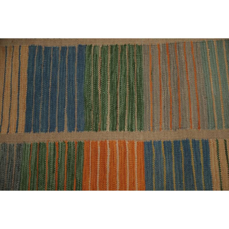 Hand Woven Oriental 100% Wool Carpet Southwestern Modern Multi-Colored Kilim Area Rug - 6' 10'' X 5' 0''