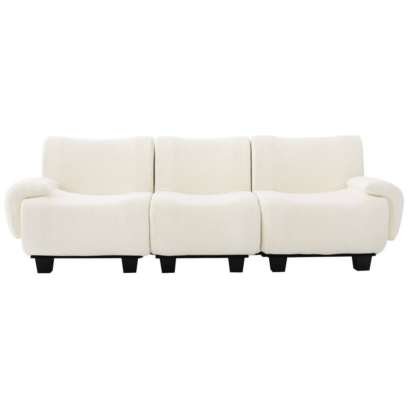 Roomfitters 95 Inch Modern 3-Seater Sofa Couch with Rounded Armrests and Deep Seating, Chenille