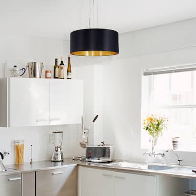 Eglo Maserlo 3-light Satin Nickel Pendant with Black and Gold