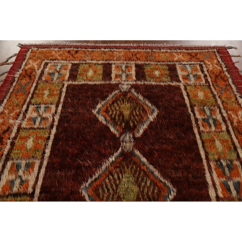 Hand Knotted Oriental 100% Wool Carpet Modern Tribal Red Moroccan Area Rug - 10' 0'' X 6' 9''