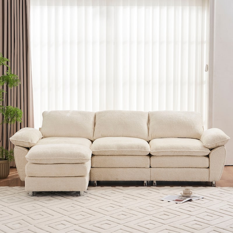 3-Seat Sofa with Ottoman Upholstered Sleeper Loveseat Sofa