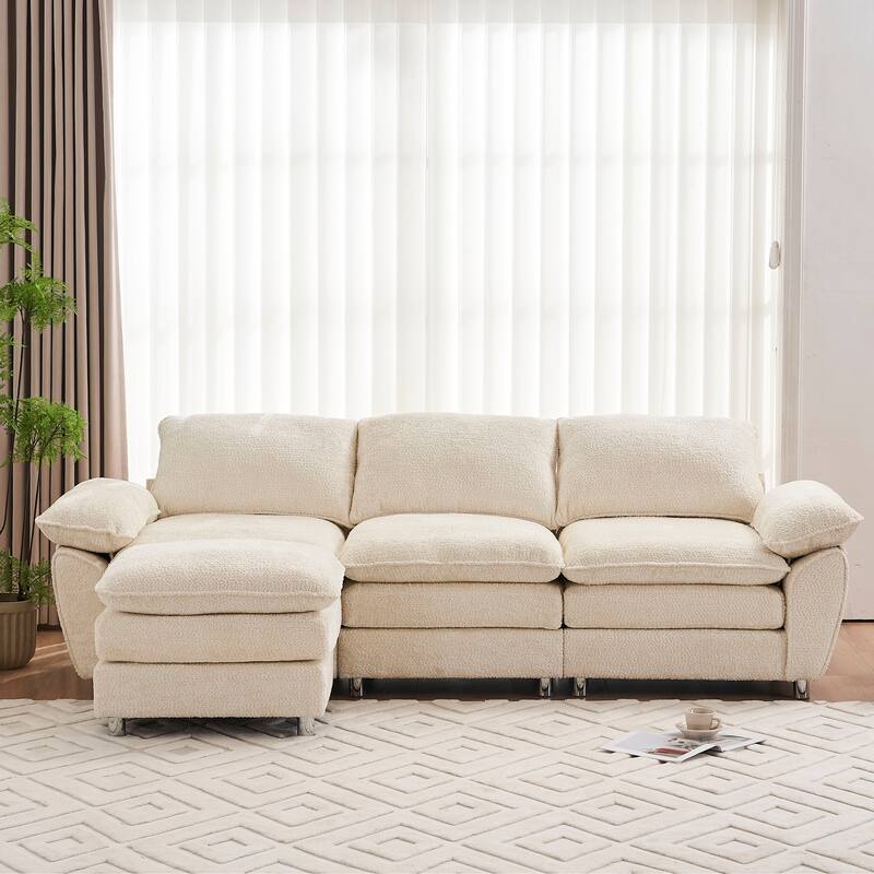 Modern Upholstered Polyester Sleeper Sofa with Ottoman
