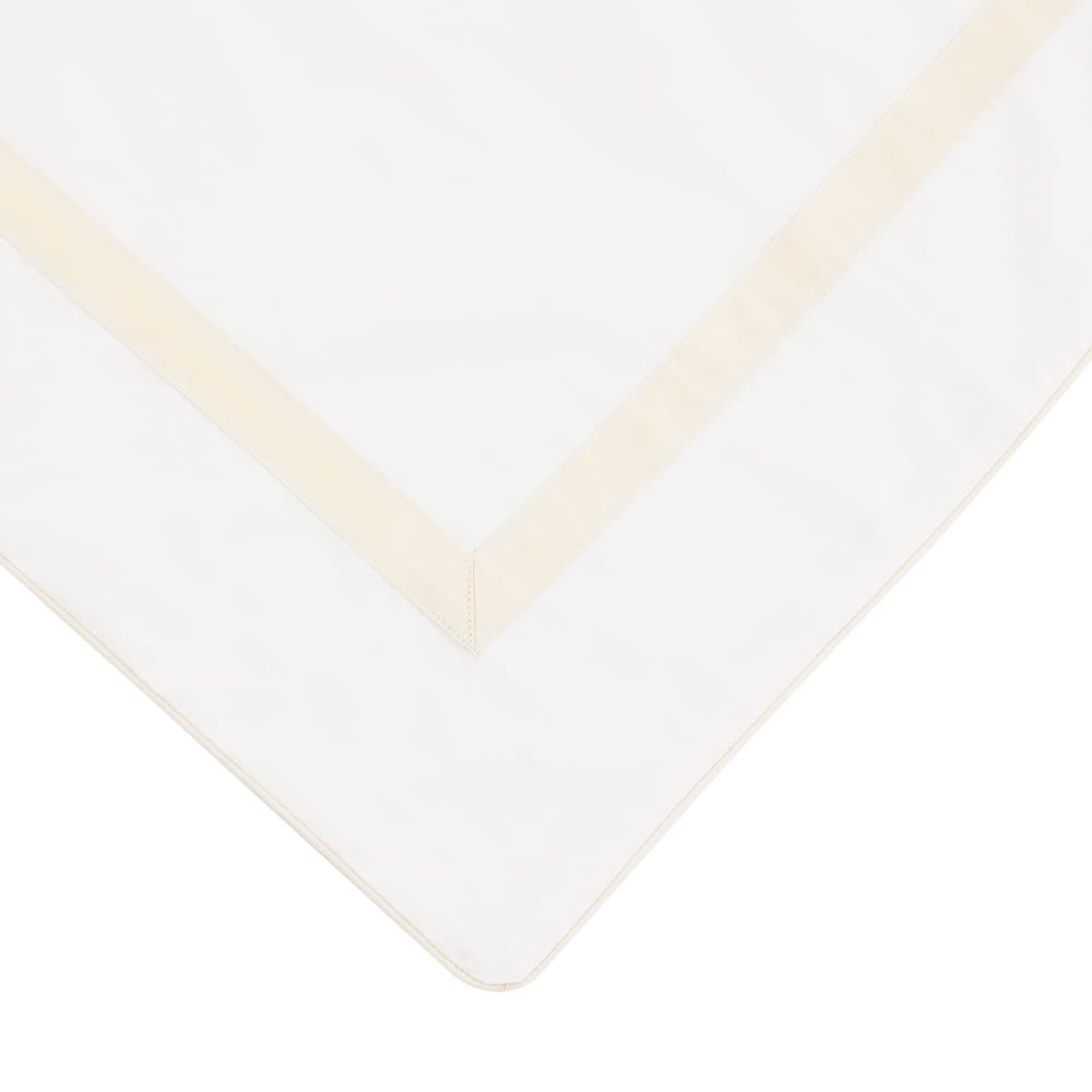 Cotton Percale Hotel Border Piping Ivory Duvet Cover Set
