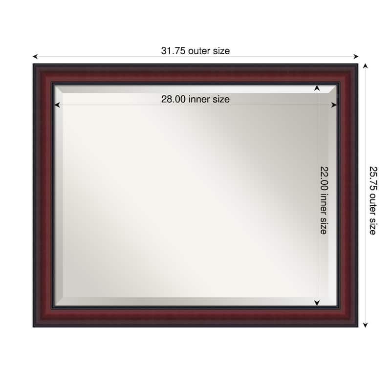 Dalat Beveled Framed Bathroom Vanity Wall Mirror - Dalat Cherry - 32 x 26 in