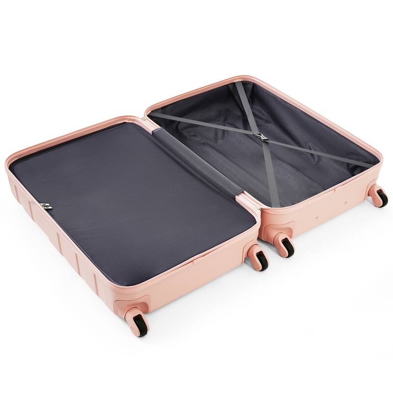 3-Piece, 20, 24, 28-Inch Modern Hard Shell Luggage with TSA Lock and Spinner Wheels, for Boarding Travel, Pink