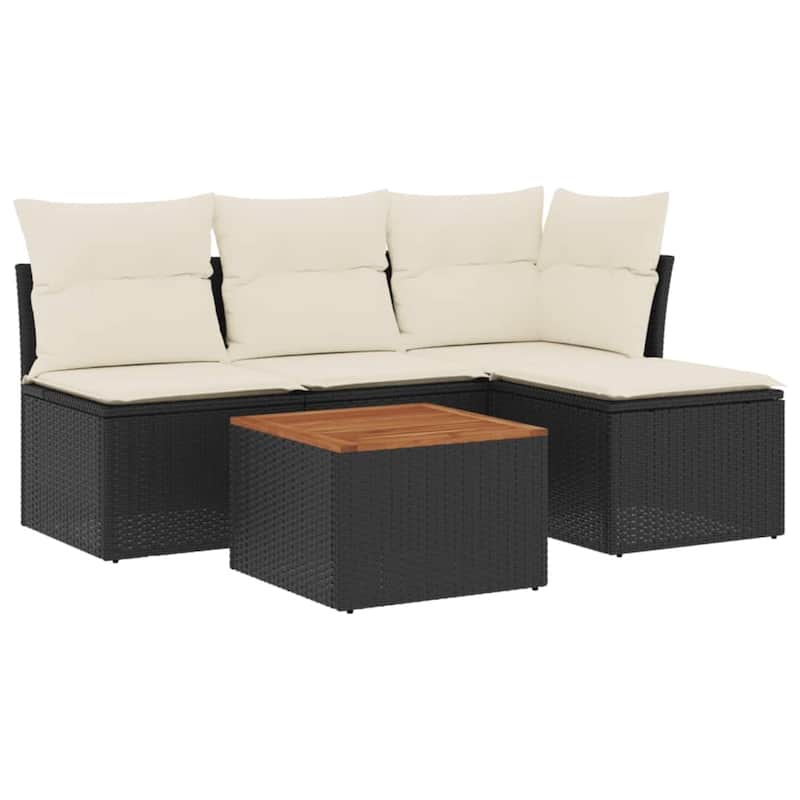 vidaXL Patio Sofa Set with Cushions Outdoor Furniture 5 Piece Poly Rattan - 21.7 x 21.7 x 14.6