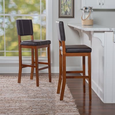 Linon Clover Dark Brown Faux Leather 30-inch Bar Stool